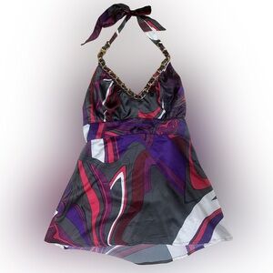 Guess Y2K Multicolor Halter Top with chain detail